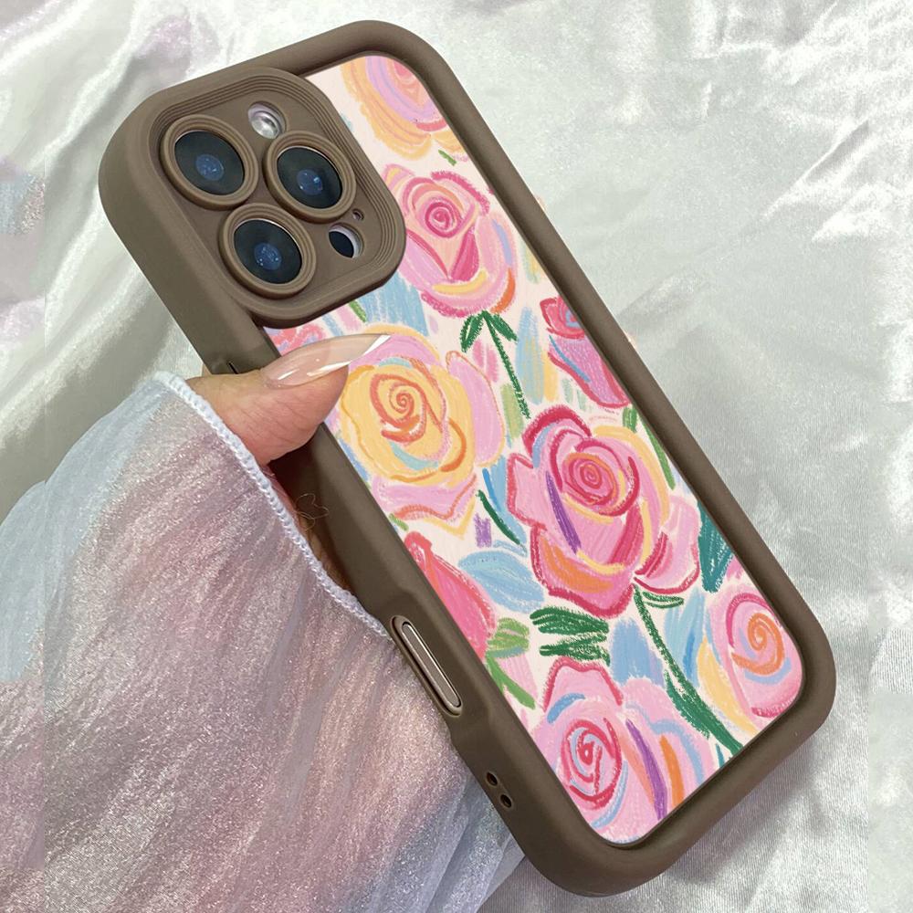 JT465 Rose Black And White for iPhone 17 16 15 14 13 Pro Max Samsung S26 S25 Ultra A17 A07 A56 A16 Xiaomi 15T Redmi 15c 14C Soft Case