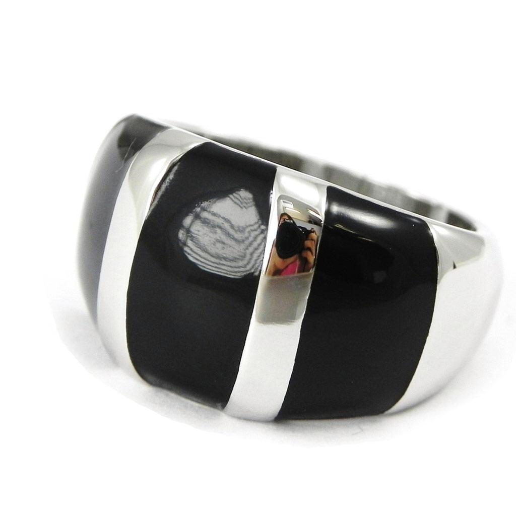 Steel Ring 'Chorégraphie' Black Silver