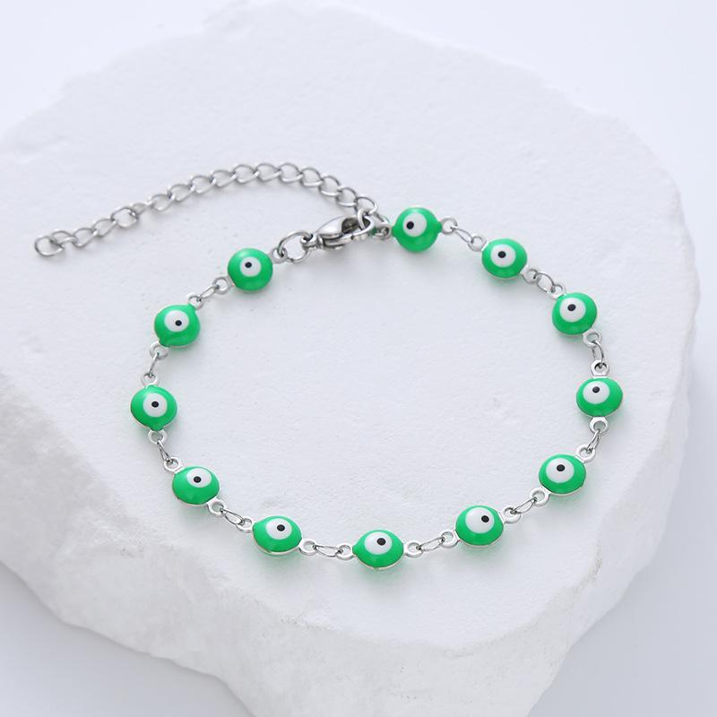 2026 New Arrivals Stainless Steel Chain Bracelet 6mm Devil's Eye Bracelets for Women Drip Oil Eye Charm Jewelry Wholesale