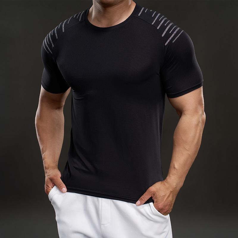 586009 Summer 2025 American Style Casual Short-sleeved Fashion Sports Slim Elastic Fitness Outdoor T-shirt