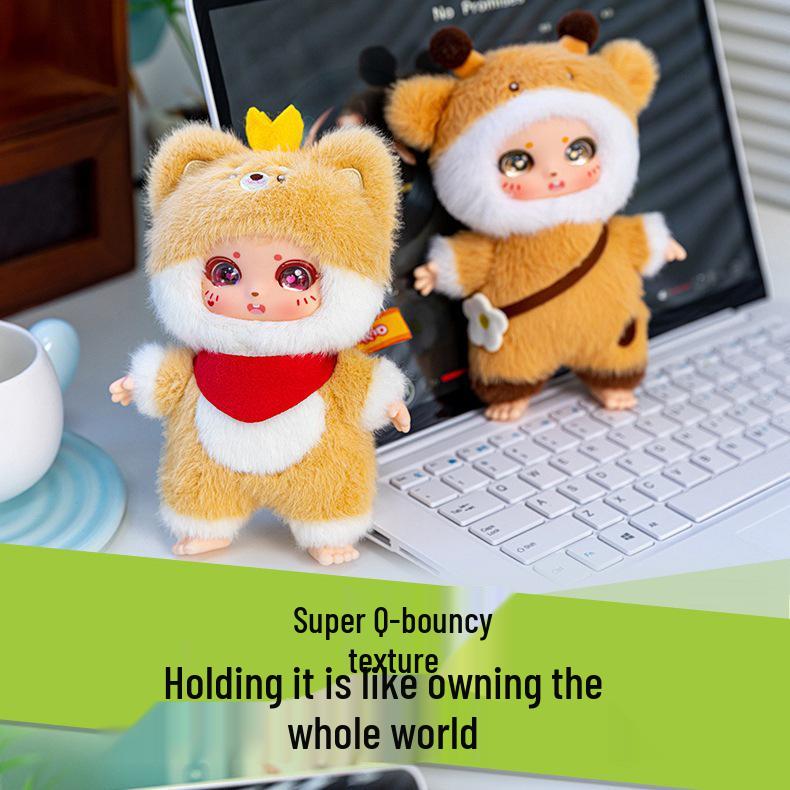 Trendy Enamel Doll Plush Toy Pendant - Cute Cartoon Animal Charm