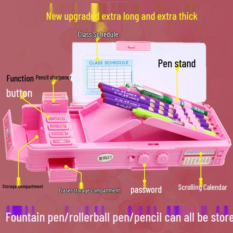Multi-Functional Transforming Stationery Box for Girls - Large Capacity Pencil Case for Primary Students