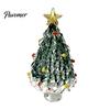 Decorative Glass Art for Shelves Glazed Christmas Tree Figurine, Pulled Wire Desk Decor, Colorful Home Mini Holiday Tabletop Ornament Car Home, Unique