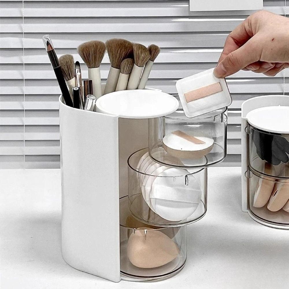 Large Capacity Jewelry Organizer Box 3-Layer Cosmetic Storage Box Makeup Brush Holder  Beauty Egg