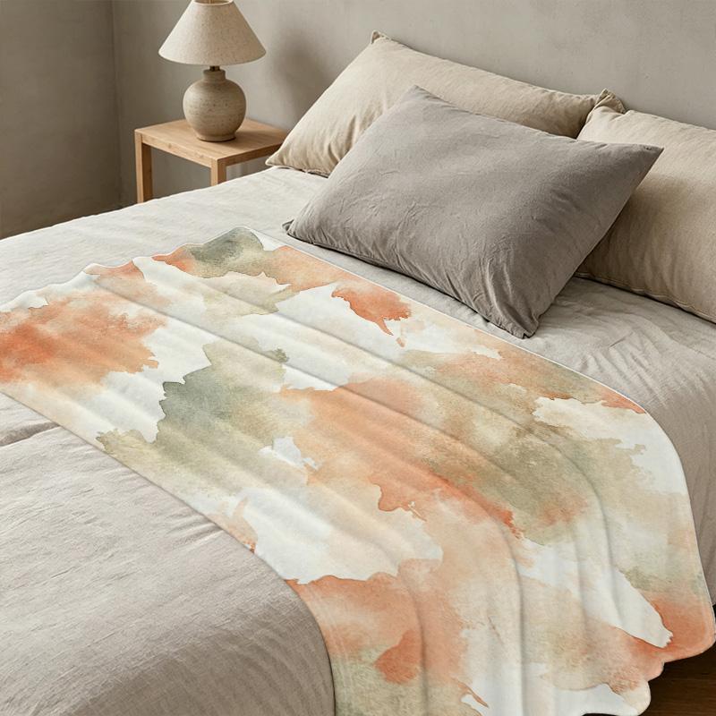 Cozy Watercolor Flannel Throw Blanket – Lightweight, Not Heavy, Skin-Friendly – Ideal for Home, Window Sill Decor, Christmas & Halloween Warm Vibe