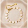 Boho Beaded Bracelet Natural Shell Turquoise Bead Chain Stackable Layering Bracelet for Women Summer Beach Jewelry