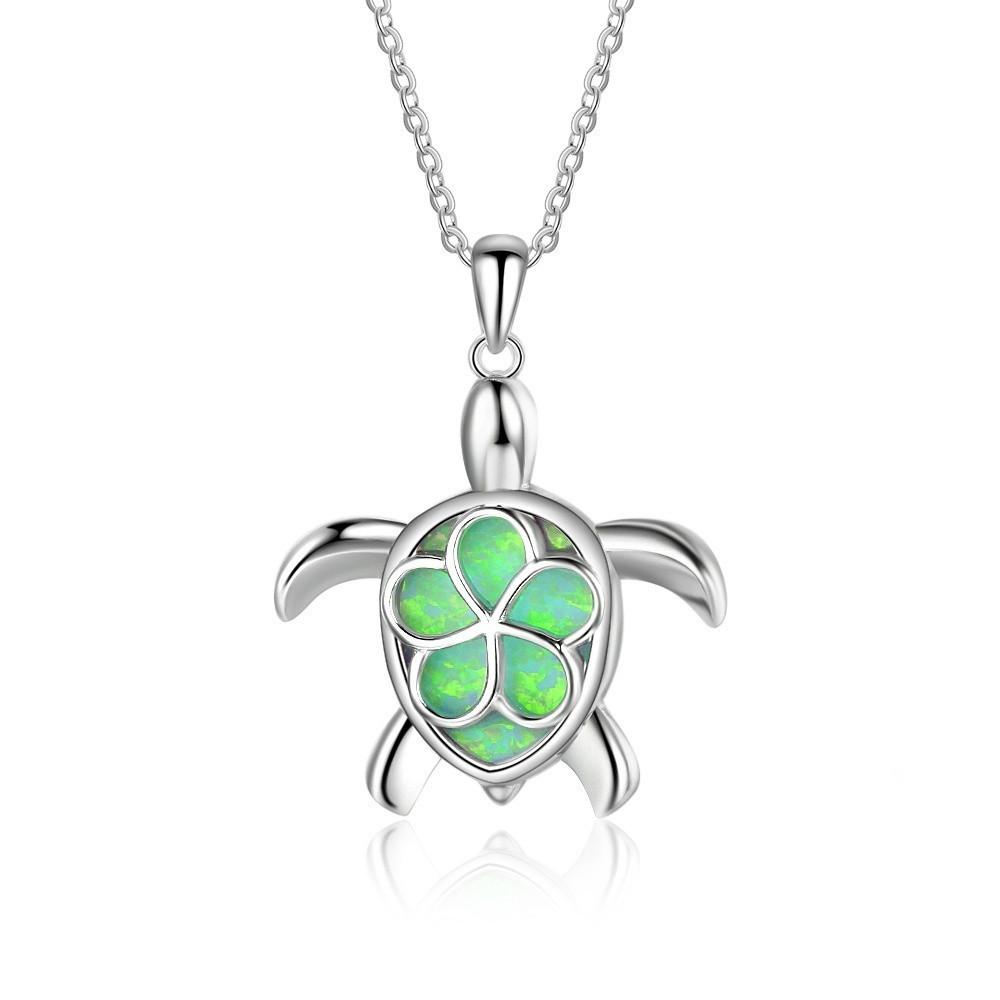 Bohemia Cute Turtle Pendant Necklace For Women Inlay White Imitation Opal Necklace Wedding Party Jewelry Christmas Gifts for Her
