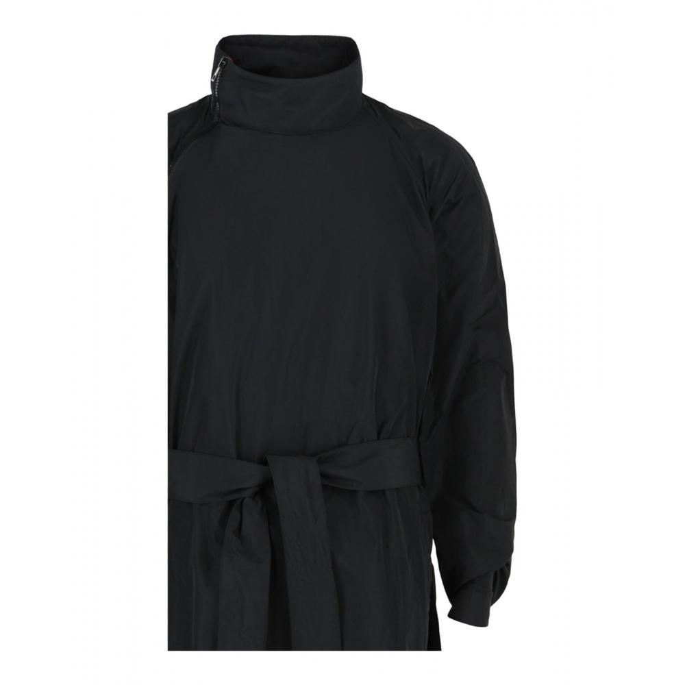 Salvatore Ferragamo Asymmetrical Zip Detail Belted Trench Coat Black Red