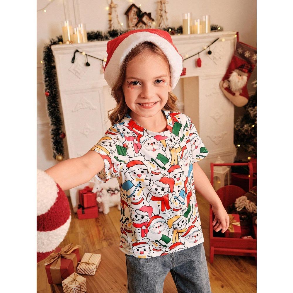 

Новая летняя футболка для девочек с круглым вырезом и коротким рукавом, модные модели с принтом любовь , рождественские модели, свободные топы 160cm