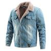 Herren-Jeansjacke, Herbst und Winter, koreanische Version, Revers, gewaschen, Modetrend, Herren-Plüsch und dicker Lamm-Plüsch-Clip