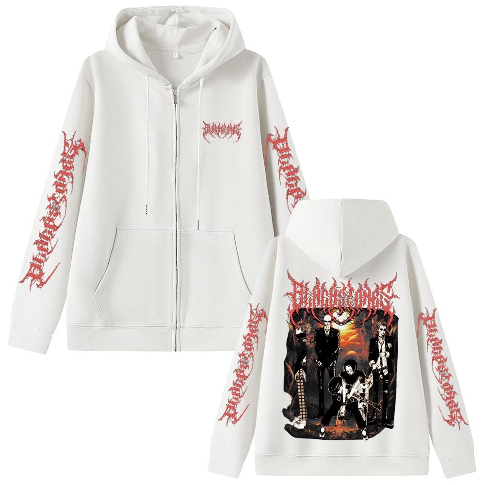 Anime Oosaki Nana Merch Zipper Hoodie Grunge Rock Black Stones Zip Up Jacket Men Women Clothing Manga Gothic Zip Up Sweatshirt