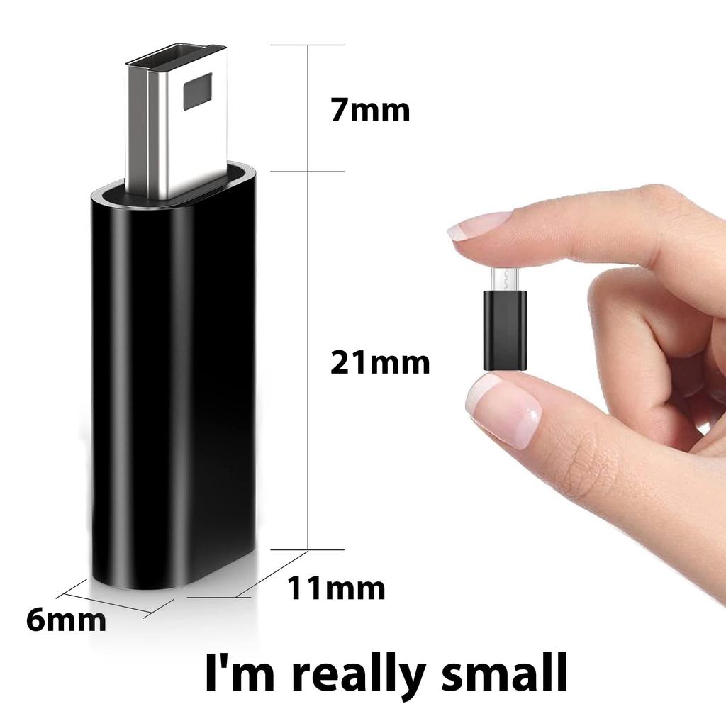 Adapter USB C na Mini USB 2 sztuki, Konwerter Typu C żeński na Mini USB męski do GoPro Hero 3+, MP3, Rejestratora jazdy, Aparatu, Czarny