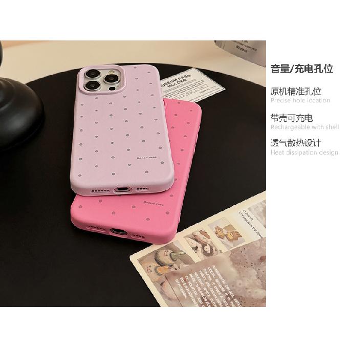 Korean-style Minimalist Polka Dot iPhone 16 Apple 17 Phone Case 15 Pro Max Silicone 13 14 Premium 12 Soft