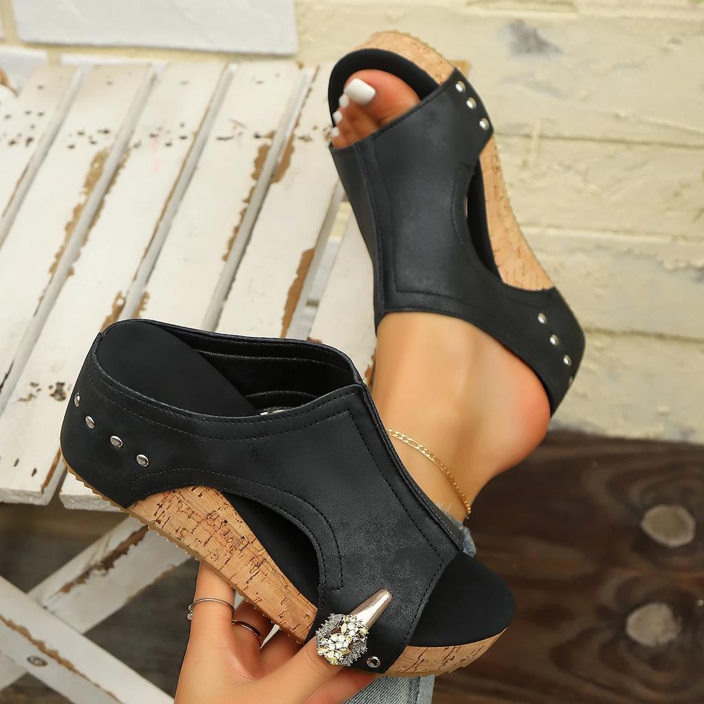 Mode Damen Keilabsatz Hausschuhe Retro Peeptoe Schuhe Neue Sommer Römische Sandalen Zehenfrei Plateau Hausschuhe Damen Lässig Zuhause Pantoletten Damen