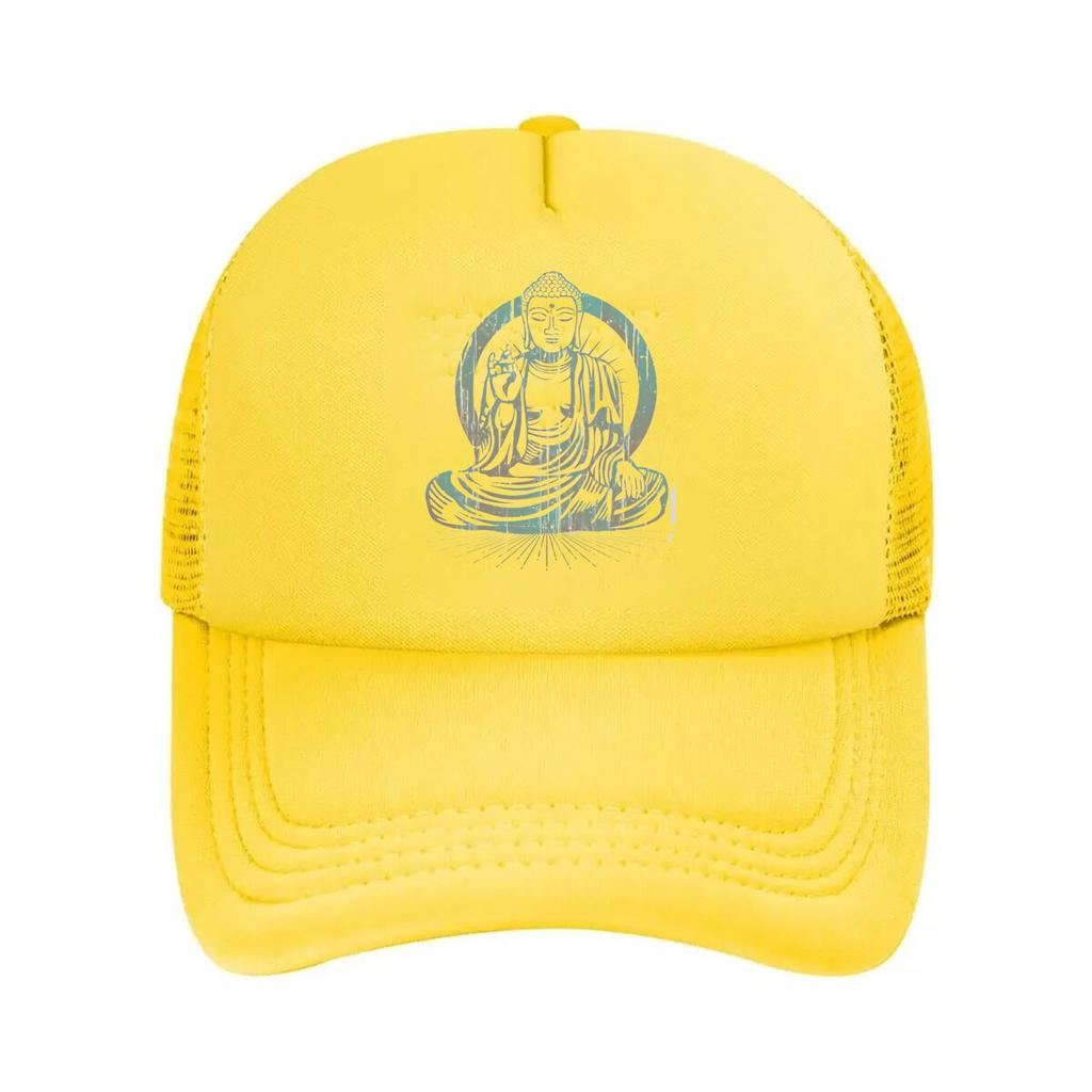 Distressed Buddha Art Graphic Mesh Baseball Cap Casual Hat Outdoor  For Womens Unisex FeUnisex