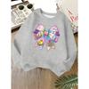 Kids Unisex Crewneck Sweatshirt, Pastel Bow Easter Bunny Chick Egg Tulip Print Soft Fleece Long Sleeve Pullover For Boys Girls Over 4 Years Old