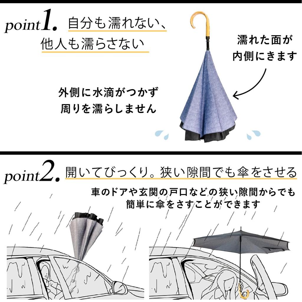CARRY saKASA Classic Model Inverted Stays Large Diameter UV Highly Suitable for Sun and Stylish for Men Platinum Umbrella, Dry, 120cm, Protection,