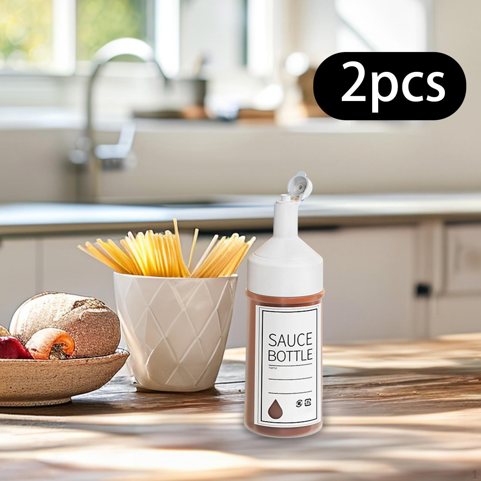 2 Leak Squeeze Bottles with Writable Label, Scale for Oil in Food Trucks And Cookie Decoration 6x6x18.2cm 250ml