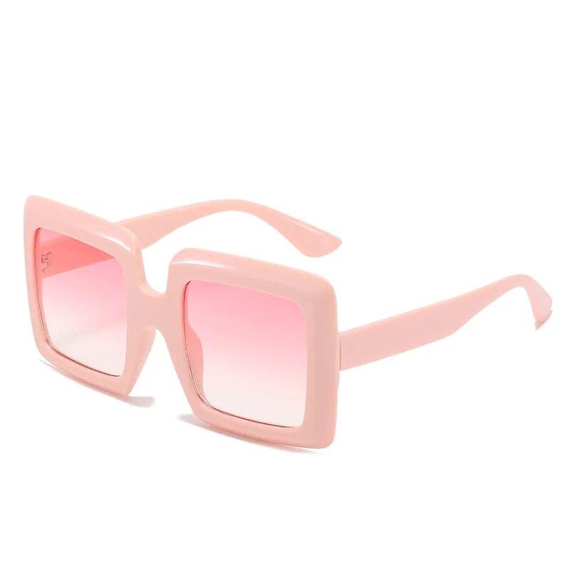Vintage Oversized Square Gradient Sunglasses For Women New Luxury Brand Leopard Brown Uv400 Sun Glasses Men Chic Shades Pink