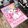 Personalized Name Cat Love Living Room Non-Slip Area Rug Soft Carpet for Bedroom Kids Playroom Sofa Office Home Decor Doormat