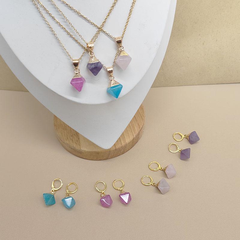 New Fashion Natural Stone Amethyst Crystal Rose Quartz Jewelry Gemstone Birthstone Pendant Necklace for Women