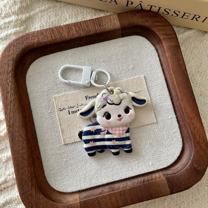 Cartoon Lamb Keychain Kawaii Year of Sheep Mascot Pendant Non-toxic Safe Bag Hanging Decor for Kids Daily Use