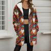 Women's Christmas Printed Fashionable Loose Zipper Fleece Hoodie Jacket