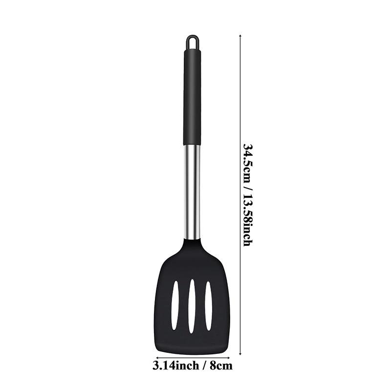 Silicone Spatula & Slotted Spatula Set - 2-Piece Non-Stick Cookware Set with Tube Handle for Kitchen Use
