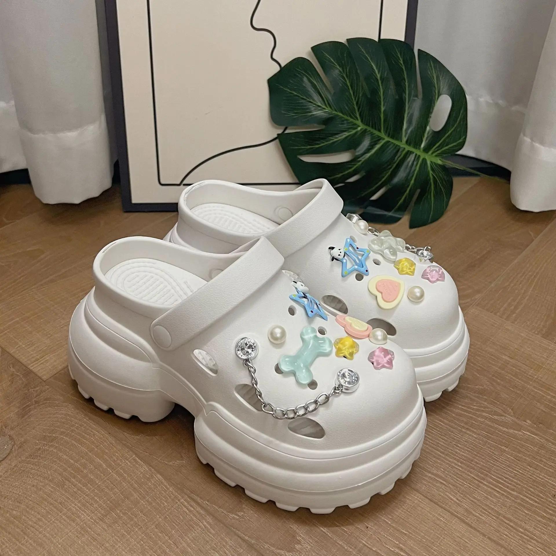 

Новые женские сабо с толстой подошвой 10 см, водонепроницаемые тапочки на платформе для отдыха на природе, пляжные тапочки, женская садовая обувь, сандалии для отдыха на природе 36-37 белый