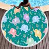 Wild Animal Elephant Round Beach Towel with Tassels Microfiber Soft Absorbent Quick Dry Sand Proof Towel For Picnic Camping Yoga