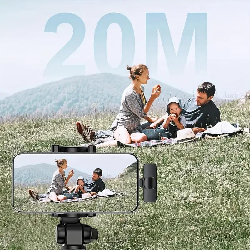 For iPhone Android Laptop Wireless Lavalier Microphone Audio Video Recording Mini Mic Live Gaming Mobile Phone Microphone