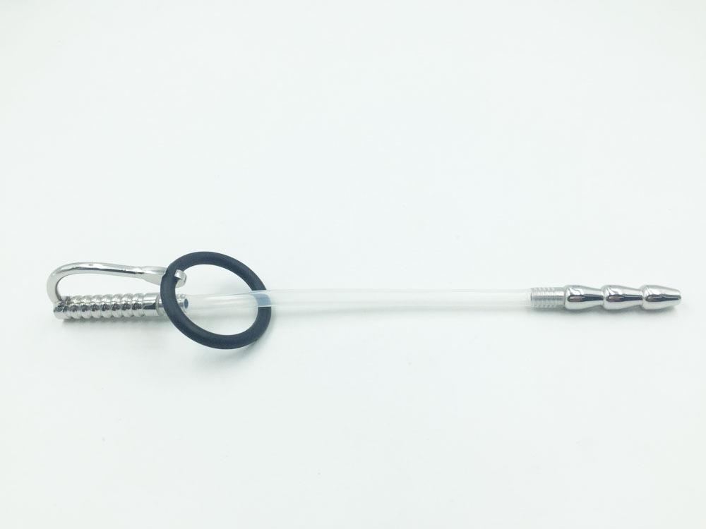 Hollow Metal Urethral Plug with Eye Pull Bead - Adult Stimulation Toy