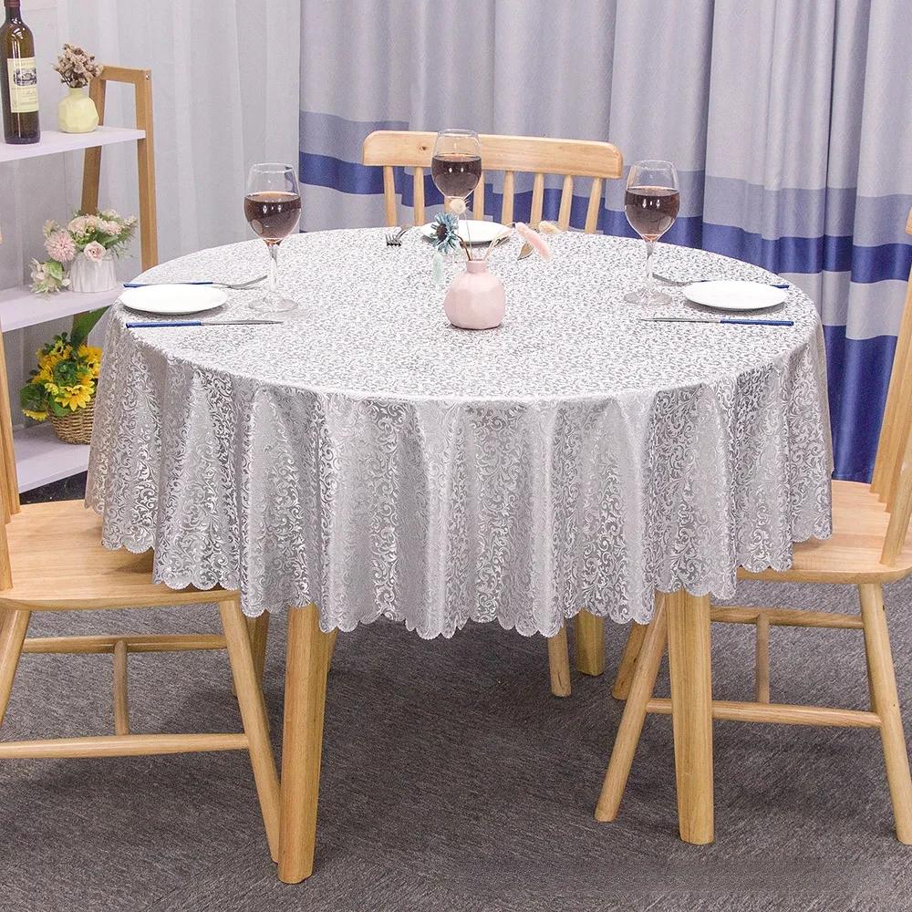European Style Home Hotel Round Table Cloth Round Tea Table Thickened PVC Blend Waterproof Oil Resistant Washable Table Cloth