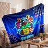 Geometry Dash Personalized Flannel Blanket, Custom Printed Text Name, Warm Soft Blanket For Couch Bed