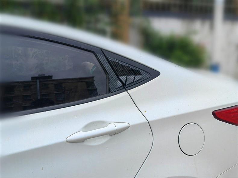 Carbon Fiber Rear Triangle Window Louver Sunroof Trim for Modern Rena 3-Box Car - Bright Black