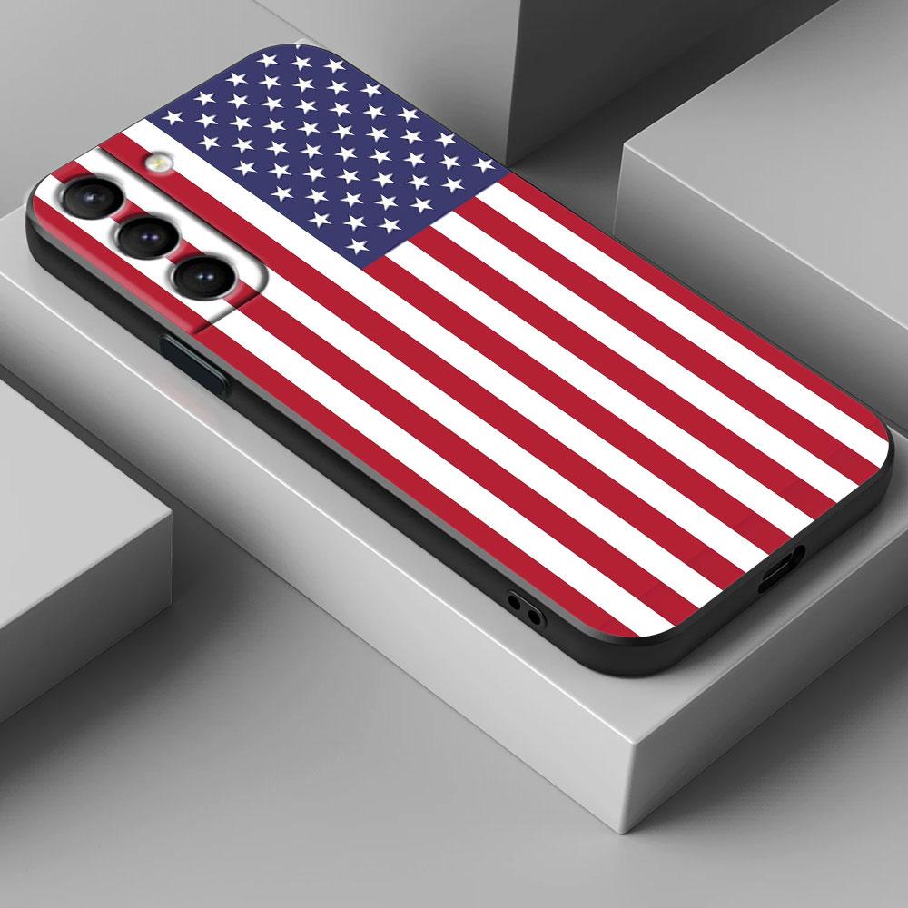 American USA Flag Five-pointed Star S25 Ultra Case For Samsung Galaxy S25 S24 S23 S20 S21 FE S22 Ultra S10 Plus Soft Phone Cover