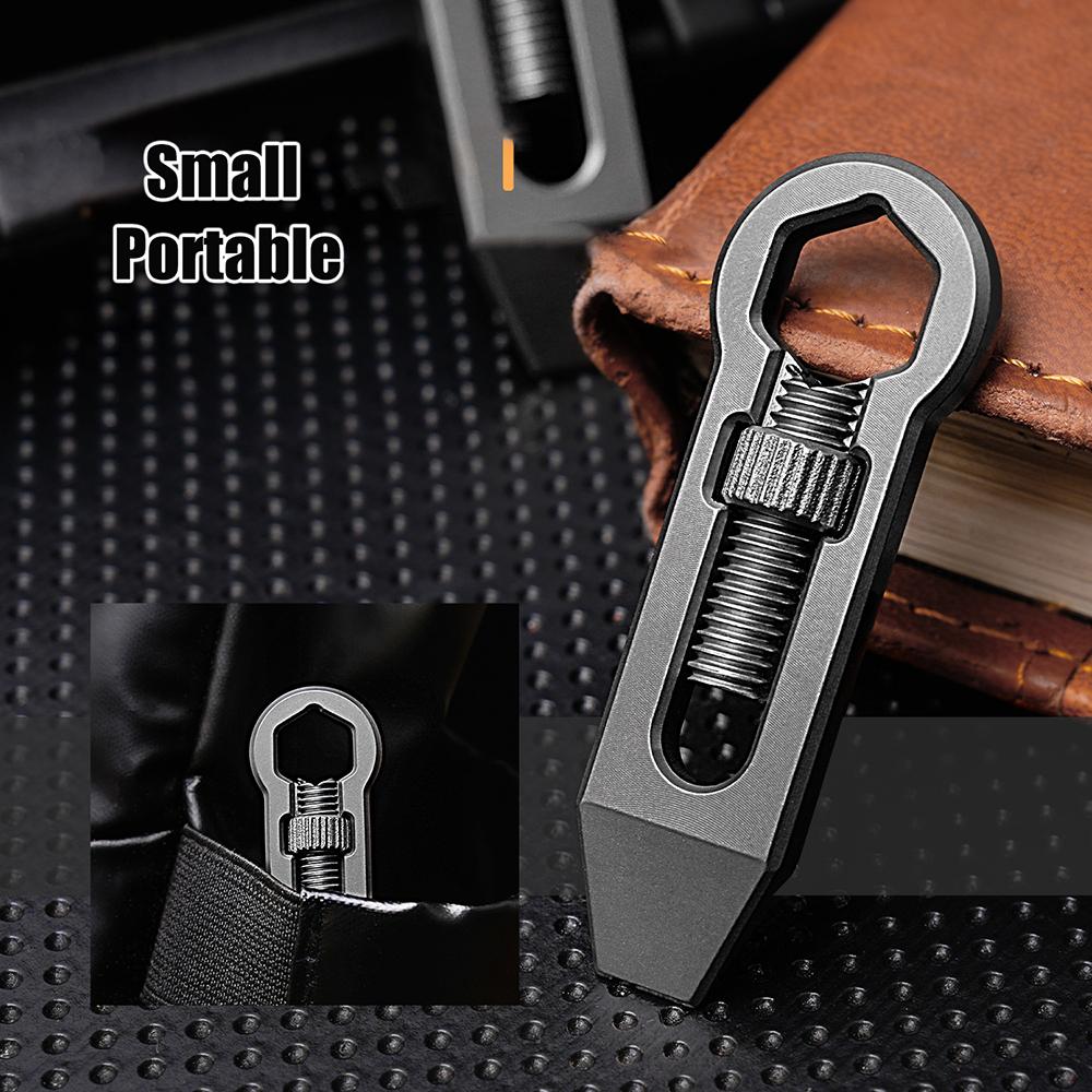 10g Creative Mini Titanium Alloy Crowbar Multi-function Adjustable Spanner Keychain Necklace Pendant Outdoor EDC Gadget Wrench