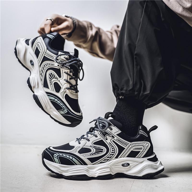 Men's Trendy Mesh Dad Shoes - Breathable, Thick-Soled Spring/Summer Casual Sneakers for Teens