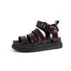 Fashion 2025 Large Summer New Thick Sole One Line Casual Roman Sandals Women's Cross Border Round Head Buckle Shoes