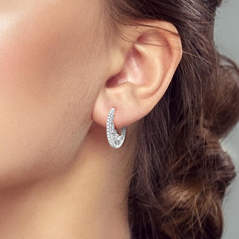 Original 925 Sterling Silver Golden Vintage Hollow Out Pattern Zircon Hoop Earrings For Women Retro Style Silver Jewelry Gift