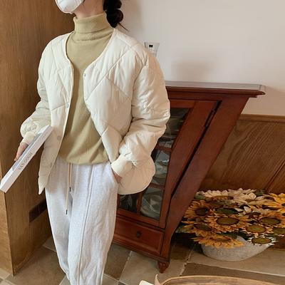 Autumn and Winter New Cotton Clothes Women's Light and Thin Short Loose Crew Neck Cotton Jacket Jacket