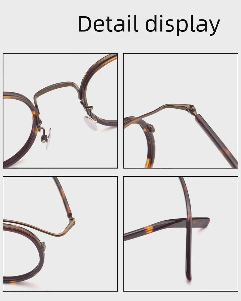 Hutong Song Retro Pure Titanium Round Glasses with Anti-Blue Light for Large Faces - Fashionable and Myopia-Compatible
