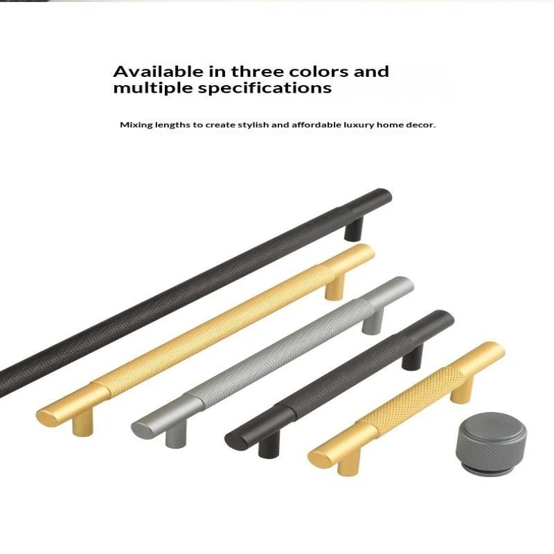 Nordic Wardrobe Handles–Gold Copper & Black Drawer Knobs Extended American-Style Aluminum Alloy Cabinet Pulls Furniture Hardware