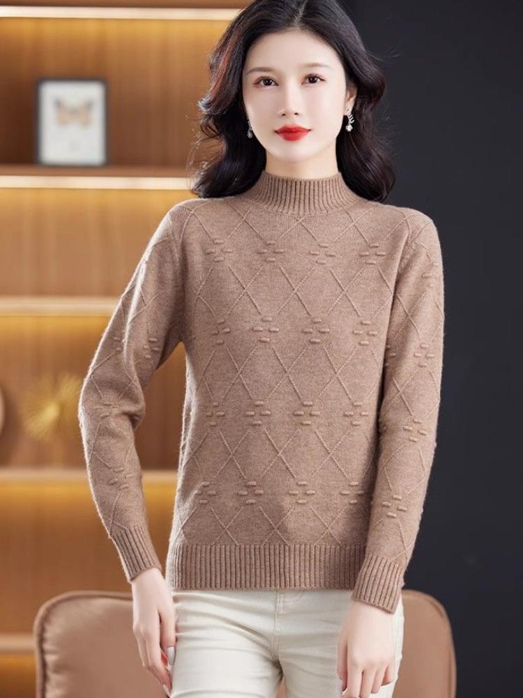Solid Color Mock Neck Sweater, Stylish Long Sleeve Sweater for Fall & Winter, Women's Clothing