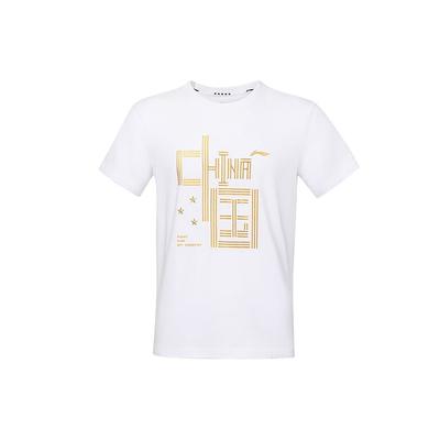 Li Ning Ping Pong Series Quick-Dry Round Neck Sports Culture Short Sleeve T-Shirt Men Tops Standard-White AHSR765-1