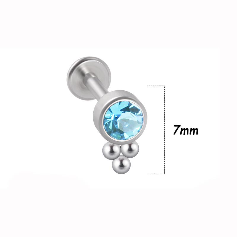 Titanium Steel 1.2 Gauge Crystal Cluster Triangle Lip & Ear Piercing Ring