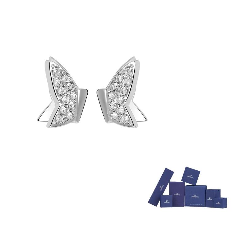 Swarovski Crystal Stud Earrings Womens Silver F-Original brand box
