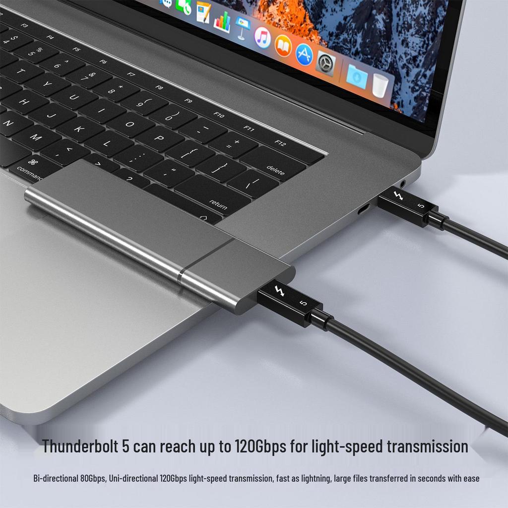 Thunderbolt 5 Dual Type-C Cable, PD240W Fast Charge, 80Gbps Data Transfer, 16K@60Hz Video.
