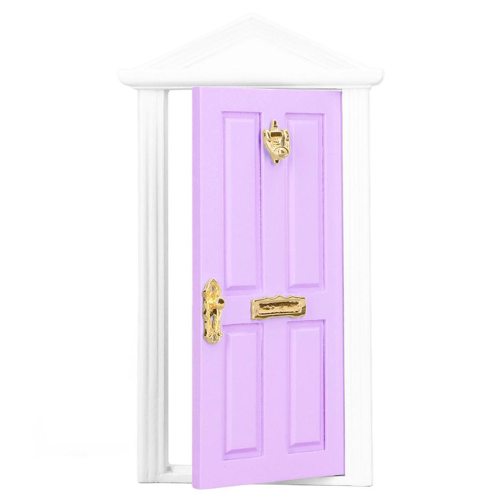 Mini Wooden Door Bright Color Vivid Details Smoother Edge Dollhouse Miniature Fairy Door for 1:12