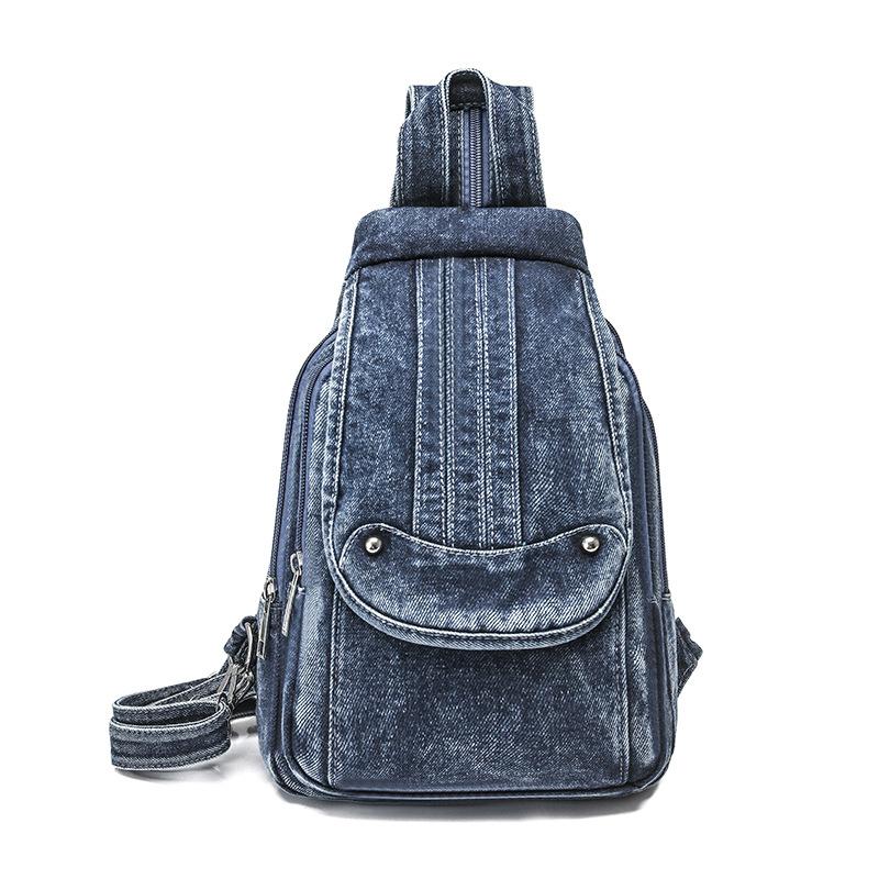 Vintage Denim Bag Multi-functional Chest Bag Women Backpack